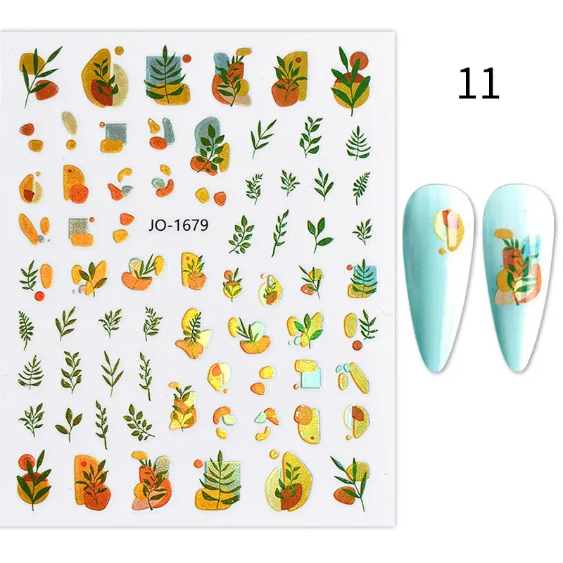 Color: Light Grey - 3D Blue Butterfly Adhesive Stickers Nail Art Decoration Laser Flowers Leaves Nail Sticker Nail Art Supplies Nail Parts