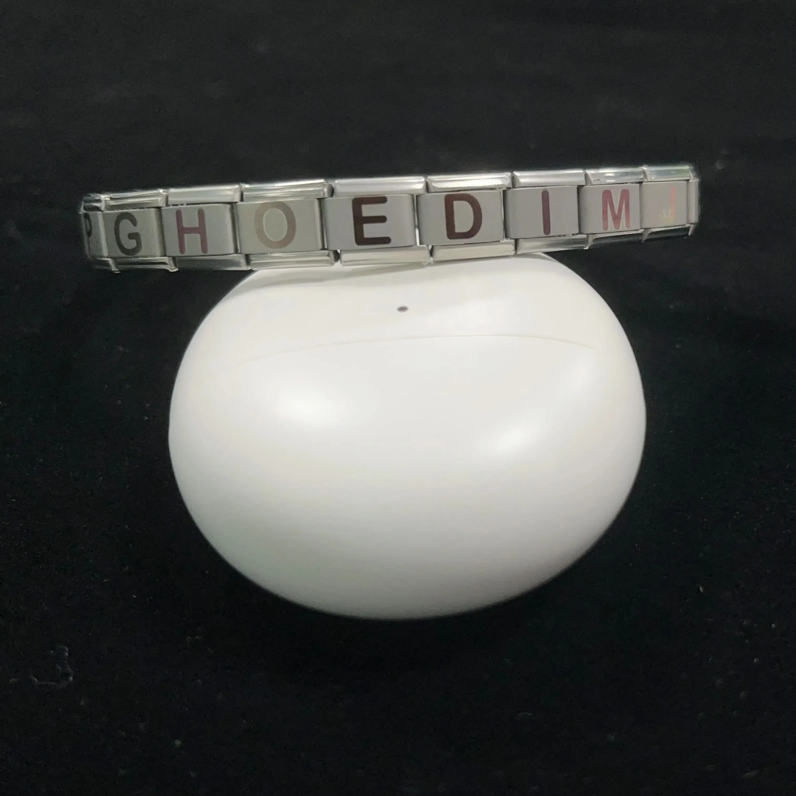 Metal Color: SILVER PLATED, Main Stone Color: WHITE - New DIY Italian Charm 9mm Module Bracelet 26 English letter Stainless Steel Elastic Bracelets for Men and Women Gift