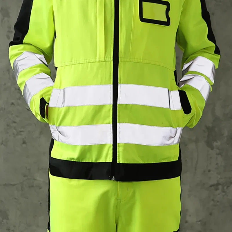 Men's Workwear Suit Work Suit Fluorescent Yellow Work Jacket and Pants Set with Multi Pockets Work Wear