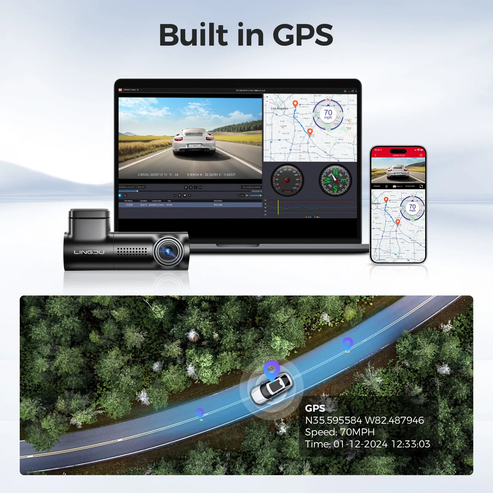 Color Name: WHITE, Ships From: CHINA, Sd Card Memory: 4G - LINGDU D100 2.5K Dash Cam Front MINI Dash Camera for Cars Voice Control WDR Car DVR Parking Mode Built-in GPS WiFi  Night Vision