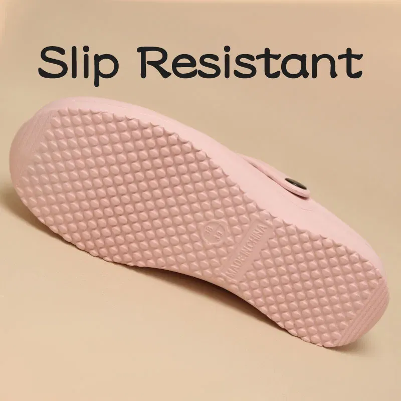 Color: GRAY, Shoe Size: 34 - High Quality Scrub Shoes Non-slip Dentist Nursing Clogs Healthcare Service Work Slippers Soft Operating Room Protective Clogs