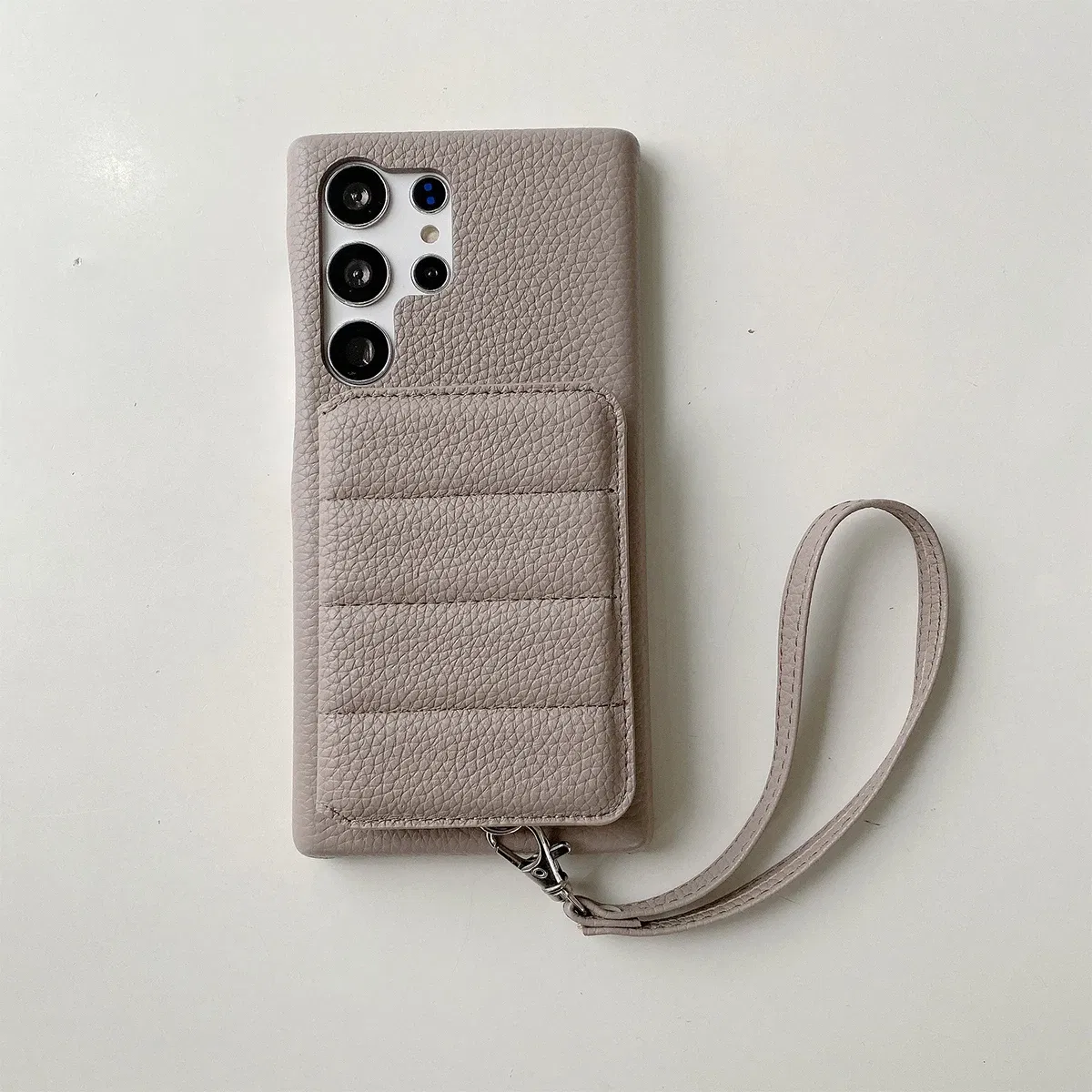 Color: GRAY, Material: Neoprene - Luxury Lanyard Wallet Case For Samsung Galaxy S21 FE S22 S23 Plus Note 20 Ultra A52 A53 A54 5G Lichee Pattern Leather Cover