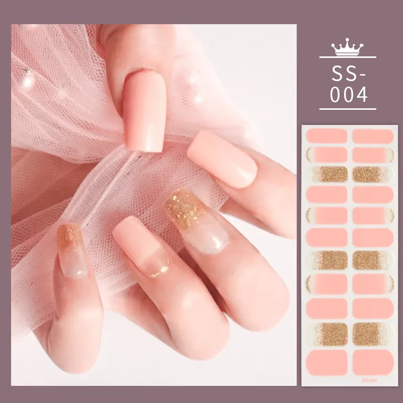 Color: Neon yellow - 22 Tips Blue and White Shiny Speckles Nail Art Sticker Full Cover Nail Stickers Last Update Nail Wraps Lot Sticker for Nails