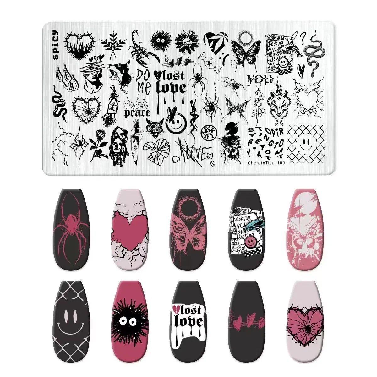 Color: Black - Cartoon Animal Nail Art Templates Stamping Plate Palace style Design Flower Glass Temperature Lace Stamp Templates Plates Image