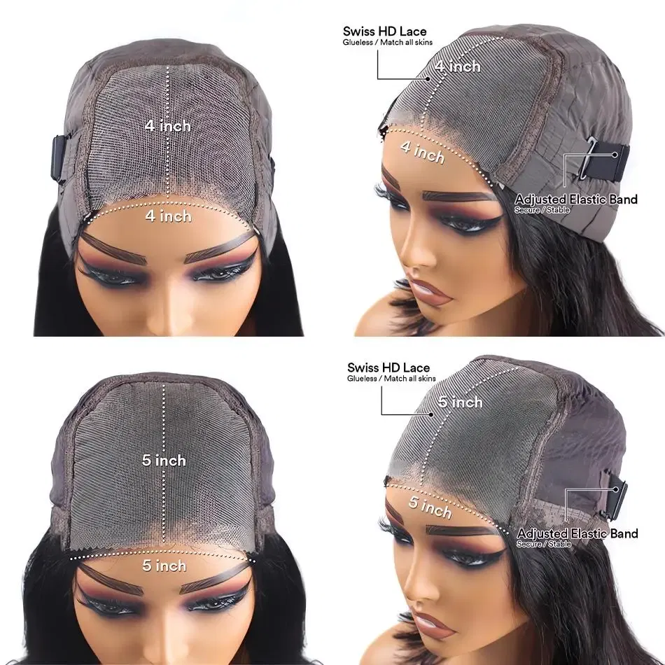 Stretched Length: 32inches, Hair Color: #4, Density: 180%, Ships From: CHINA - Body wave Wigs Glueless Wig Human Hair Ready To Wear 5x5 Lace Frontal Wig 4x4 Brazilian Closure Wig For Women Lace Front Wigs