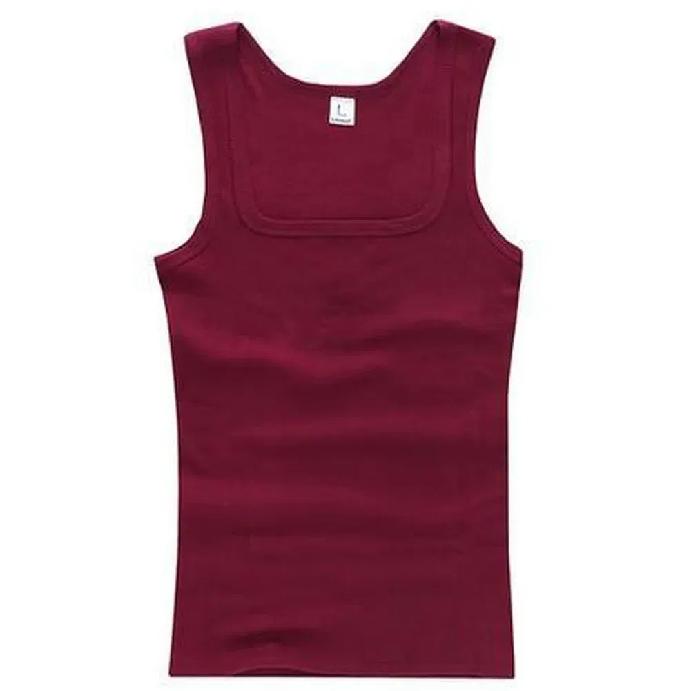 Color: Burgundy, Size: L - 2024 Summer Plus Size Men Clothing Tank Tops Black White Gray Singlets Sleeveless Fitness Men Vest Casual Bodybuilding Vest New