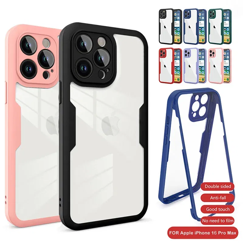 Color: black, Compatible-Phone Models: For iPhone 14 Plus, Ships From: CN - Clear 360 Full Wrap Phone Case For iPhone 17 Pro Max 16 15 14 13 12 11 SE2/SE3 Xr Xs 8 Plus Film With Lens Protection Back Cover