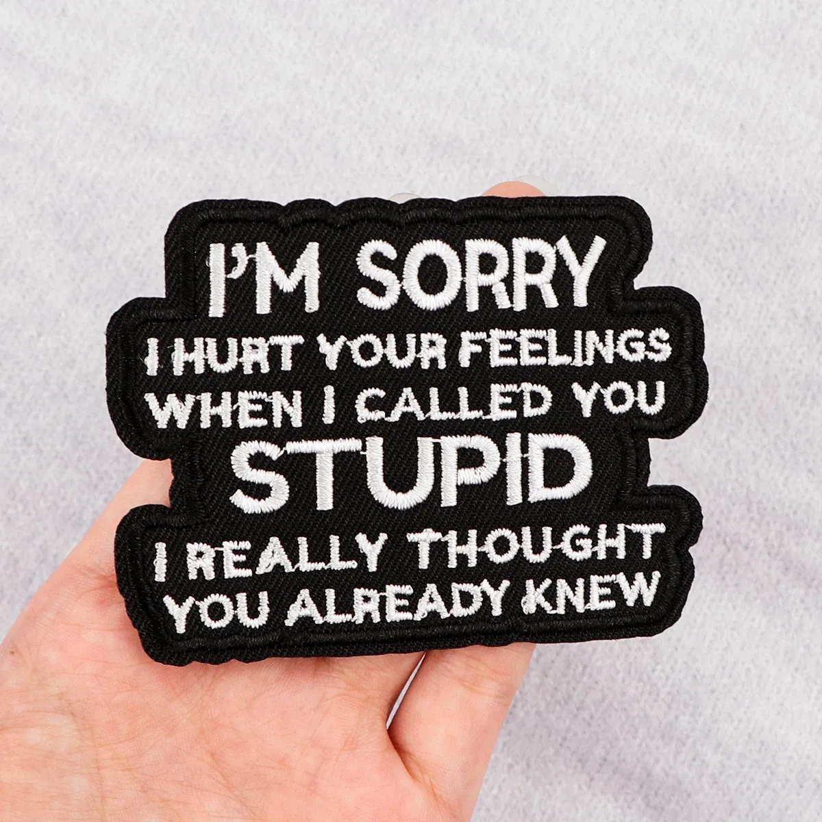 Color: Black Nickel - Letters Black Embroidery Patch Funny Quotes Iron On Patches For Clothing Thermoadhesive Patches On Clothes DIY Sew Badges