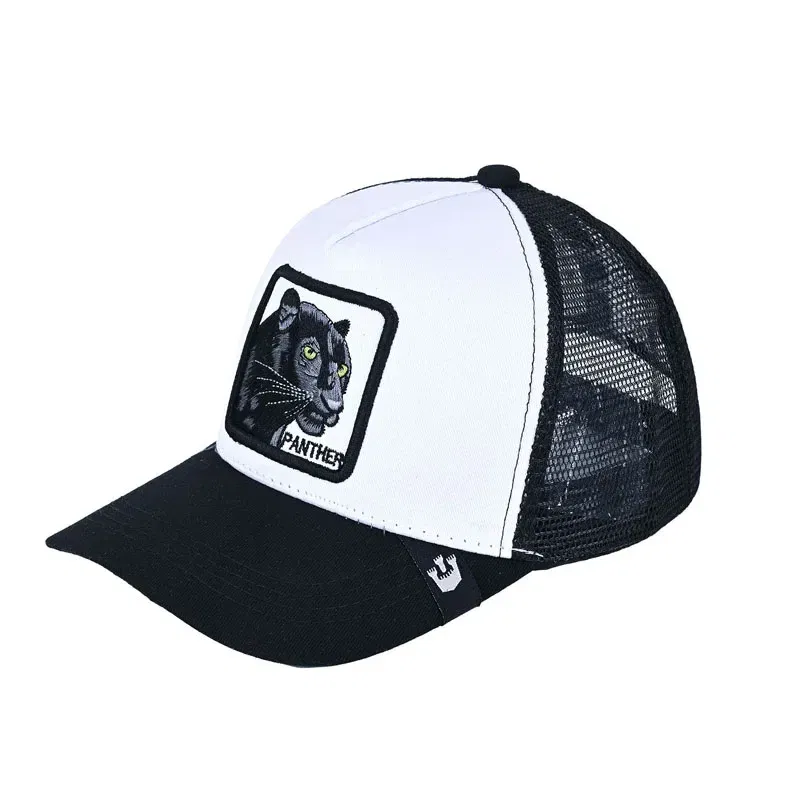 Color: WHITE - Baseball Caps Men Women Snapback Hip Hop Cap With Fashion Animals Embroidery Summer Breathable Mesh Trucker Caps Streetwear Bone