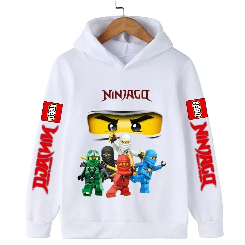 Color: GRAY, Kid Size: 3M - Lego Phantom Ninja Cartoon Children's Hooded Hoodies Casual Sports Sweatshirt 3-13 Year Old Boy Kid Baby Girls Clothes Pullover
