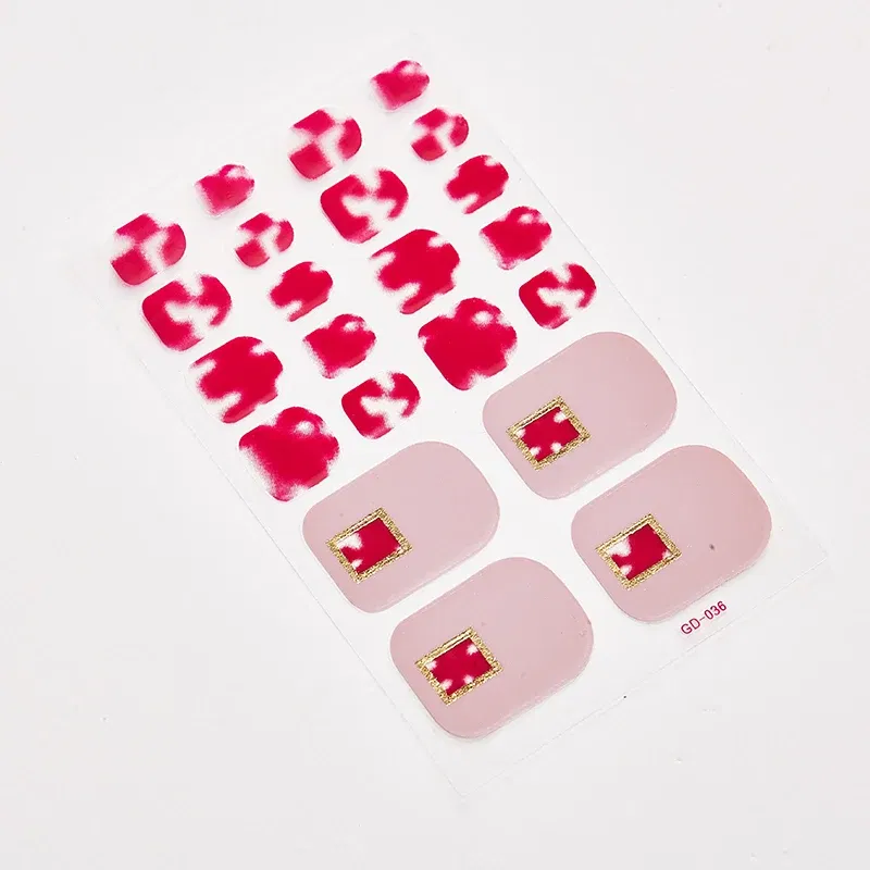 Color: Rust Red - 22 Tips/Sheet Full Beauty Loveliness Designed Manicure Valentines Nail Art Designer Nail Decals Novidades Nail Sticker Set