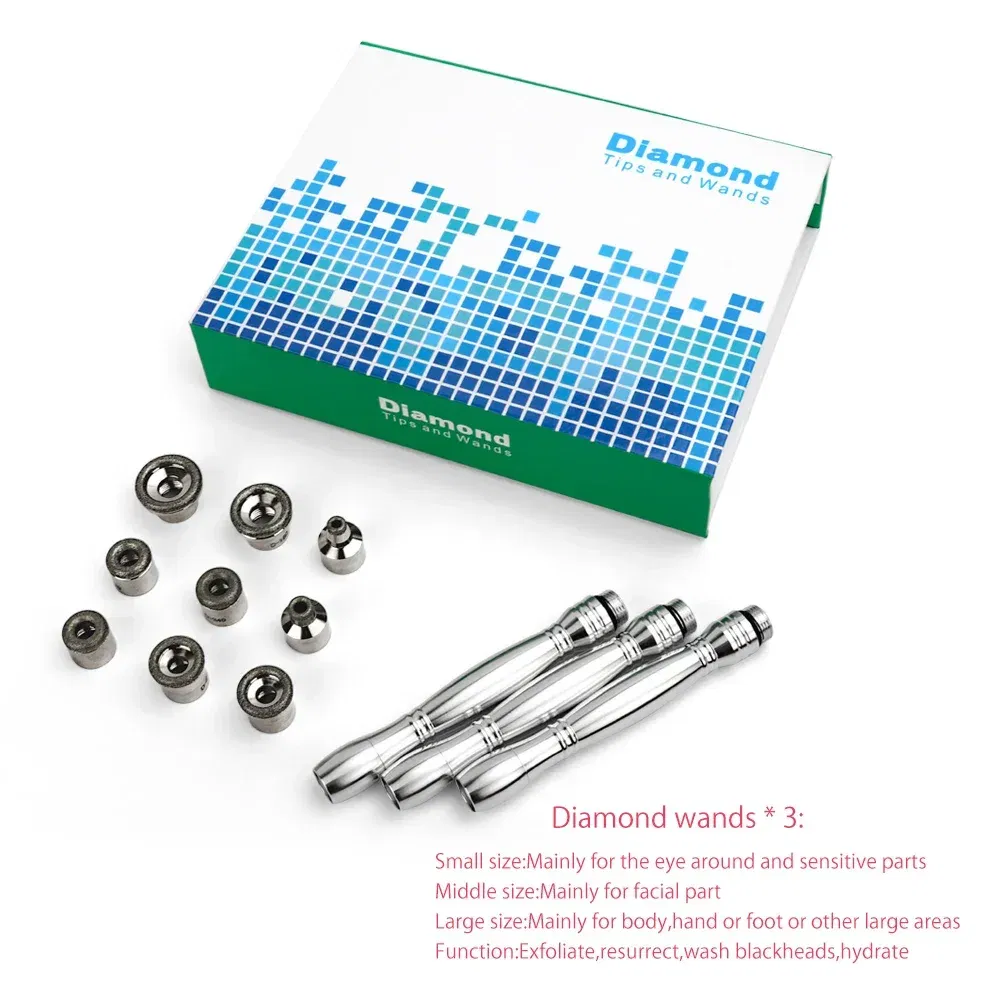 Color: White, Power Source: us - 3 in 1 Diamond Microdermabrasion Machine High Suction Power Professional Dermabrasion Home Use Facial Peeling Skin Care Machine