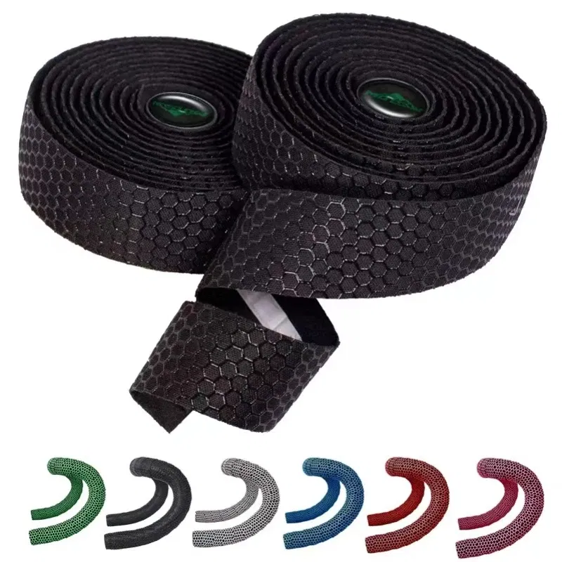 Color: Green - 1Pair  Road Bike Handlebar Tape Anti Slip Silica Gel Handlebar Tape Shock Absorption Cycling Bar Tape Bicycle Accessories
