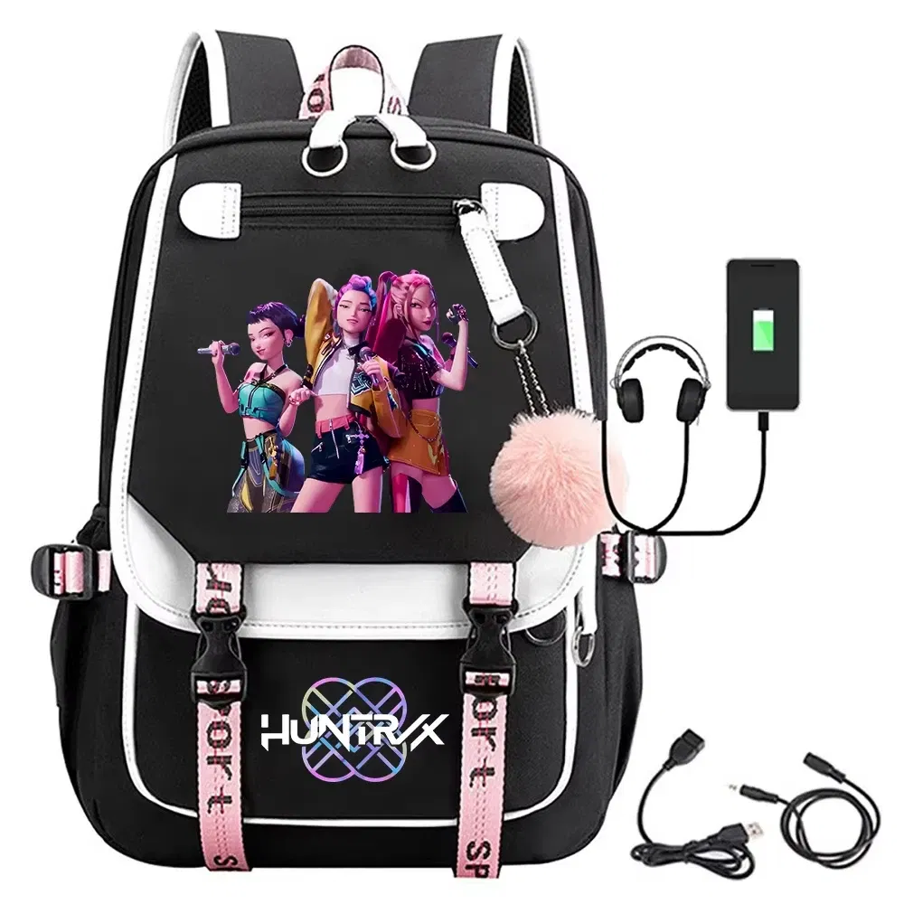Color: Blue - KPop Demon Hunters Saja Boys Backpacks Teenagers Backpacks Hip Hop Gothic Schoolbag Backpacks