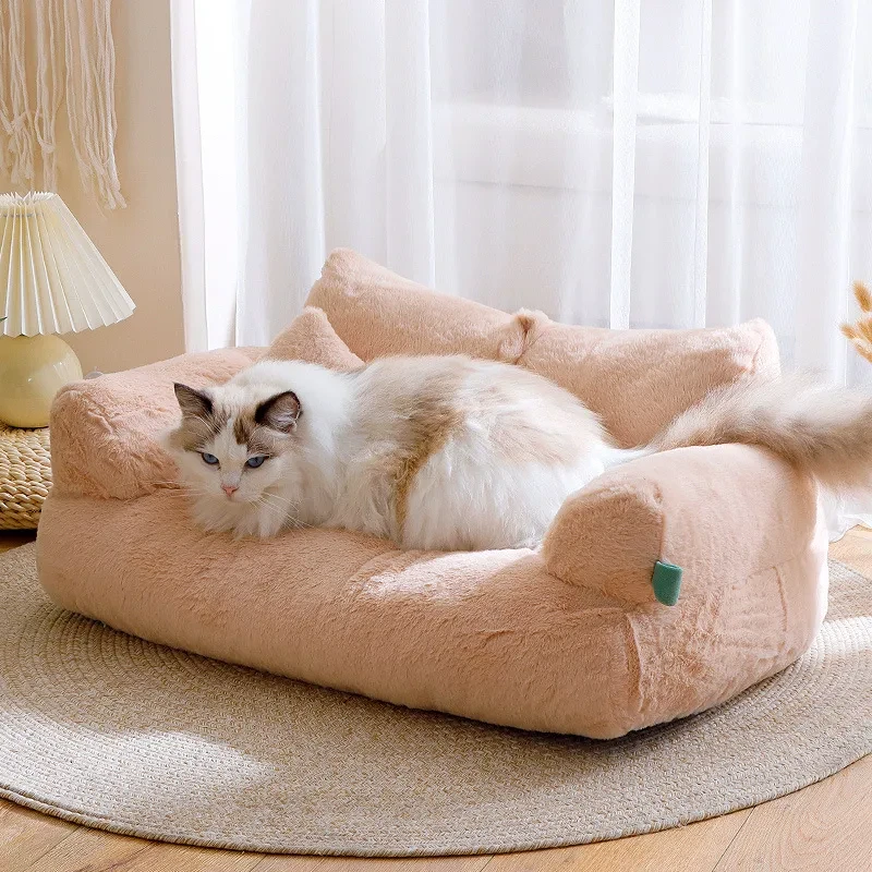 Sofa Shaped Cat Bed - Plush - Pink - Yellow - 4 Colors