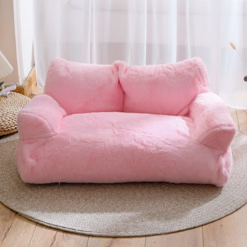Sofa Shaped Cat Bed - Plush - Pink - Yellow - 4 Colors