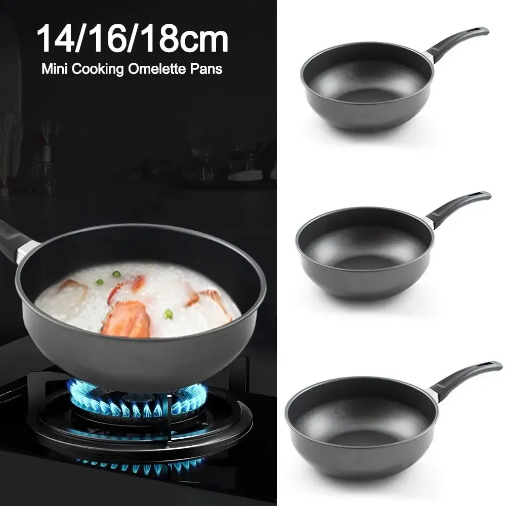 Color: Red - Frying Pan Mini Cooking Omelette Pans Non-stick Iron Pancake Egg Fryer With Long Handle Kitchen Gadgets