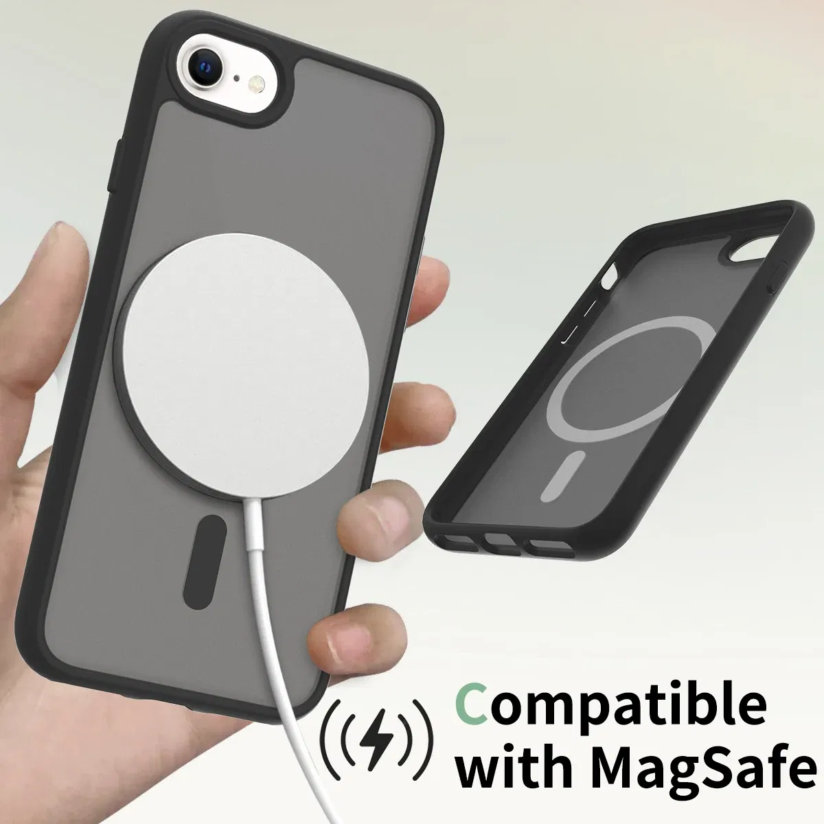 Color: black, Compatible-Phone Models: For iPhone 8 - Non Yellowing Case For iPhone SE 2022 2020 8 16 Pro Max 15 Plus 14 13 Mini 12 11 Magsafe Mag Safe Matte Black Magnet Phone Cover