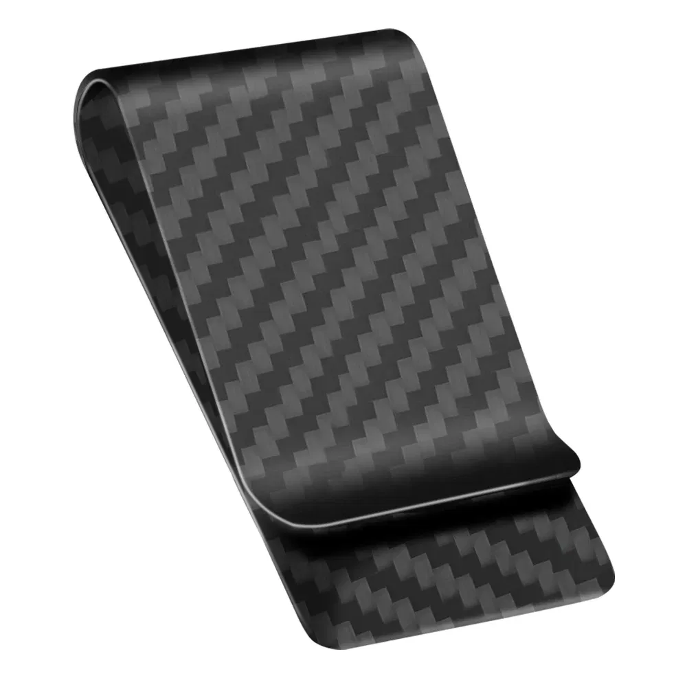 Color: Dark Grey - High Quality Real Carbon Fiber Money Clip Slim Front Pocket Wallet Up To 50 Bills Minimalist Wallet For Men Gift