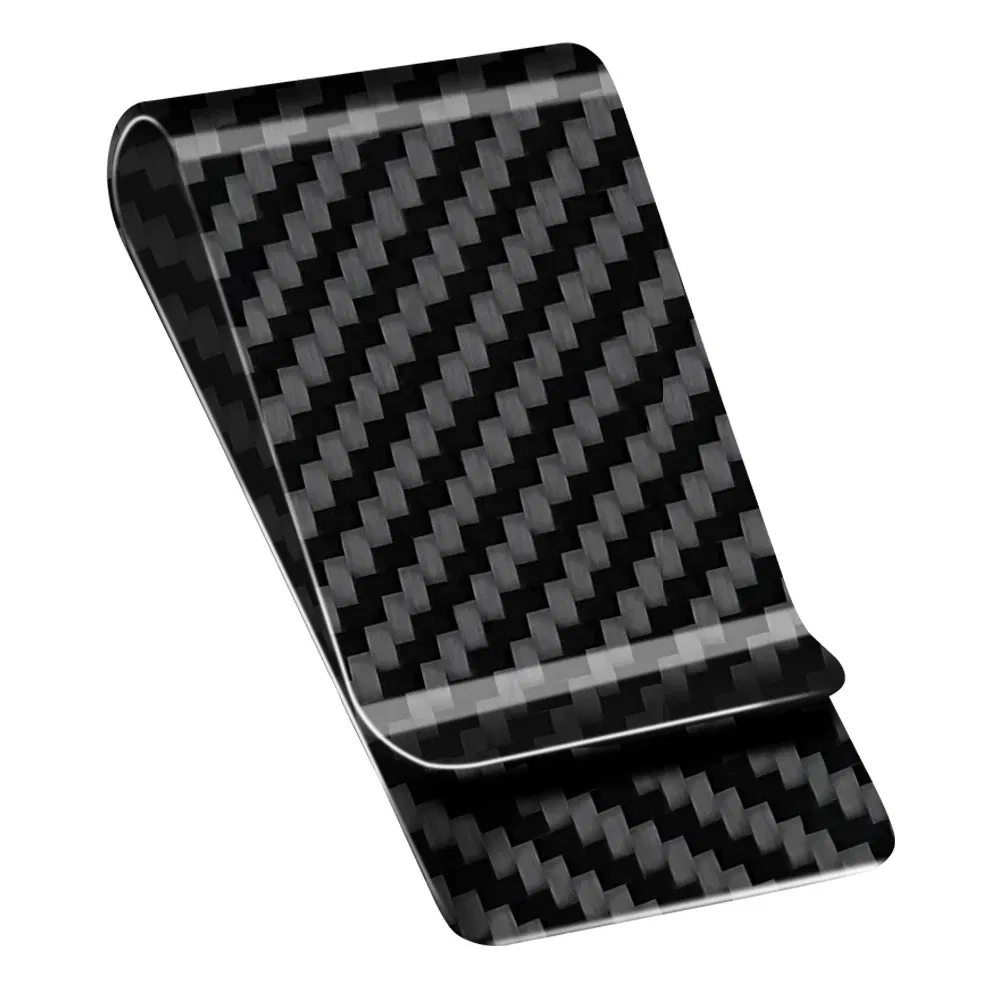 Color: Dark Grey - High Quality Real Carbon Fiber Money Clip Slim Front Pocket Wallet Up To 50 Bills Minimalist Wallet For Men Gift