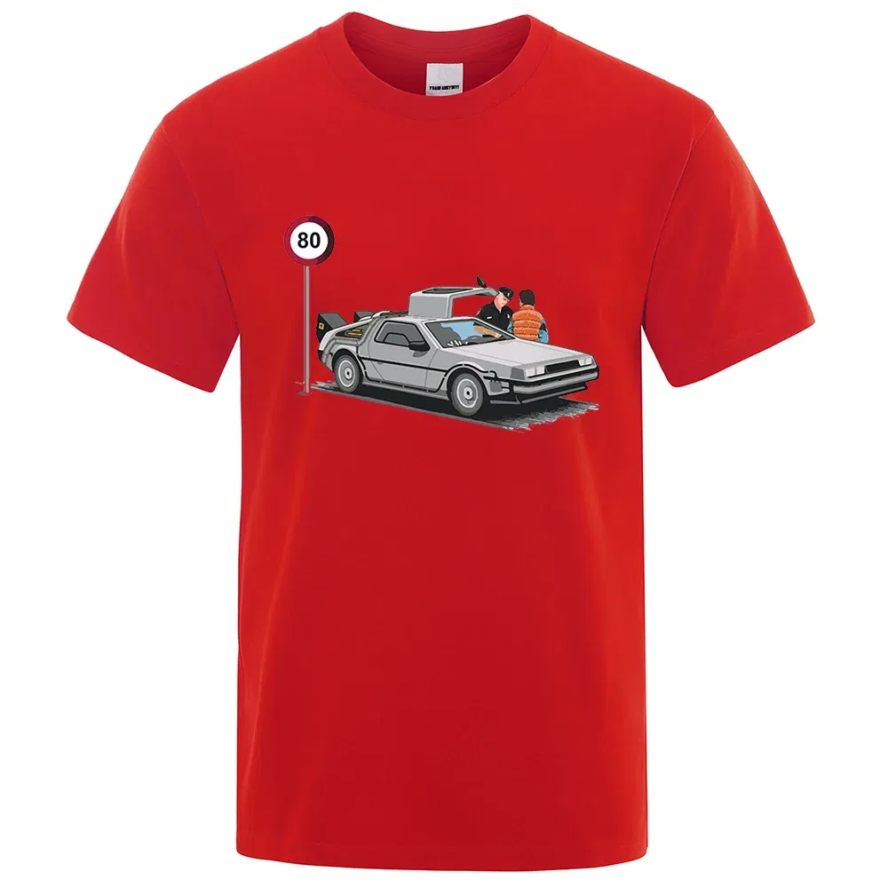 Color: army green, Size: L - I Was Caught Speeding Funny Printed T-Shirts Men Fashion Casual Short Sleeves Loose Oversized T Shirt Breathable Cotton Tees