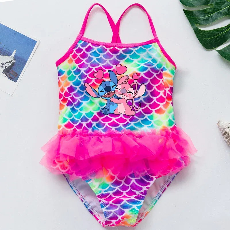 Color: Silver, Kid Size: 12M - Lilo Stitch Girl Swimsuit Summer One-Piece Swimwear Beachwear Pool Mermaid Fish Scale Print Bikini Bathing Outfit Swimming Wear