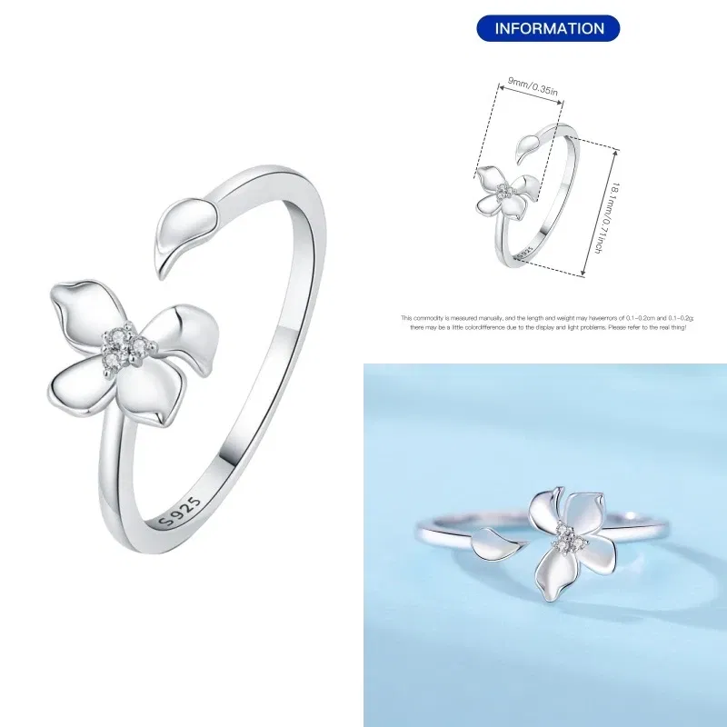 Gem Color: Red - 2024 Charm 925 Sterling Silver Crystal Open Rings For Women Simple Adjustable Fashion Wedding Engagement Party Gifts Jewelry