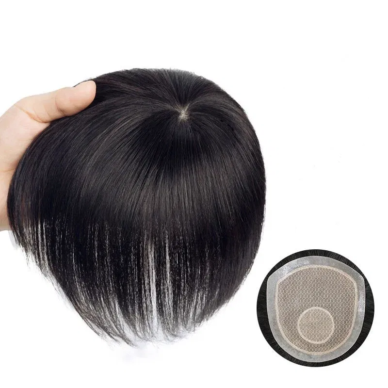 Toupee Color: 240#, Toupee Density: 80%, Length: 10 Inches - Silk Base Top With PU Men Toupee Male Breathable Men's Capillary Prosthesis 100% Real Natural Hair Replacement System Unit Wigs