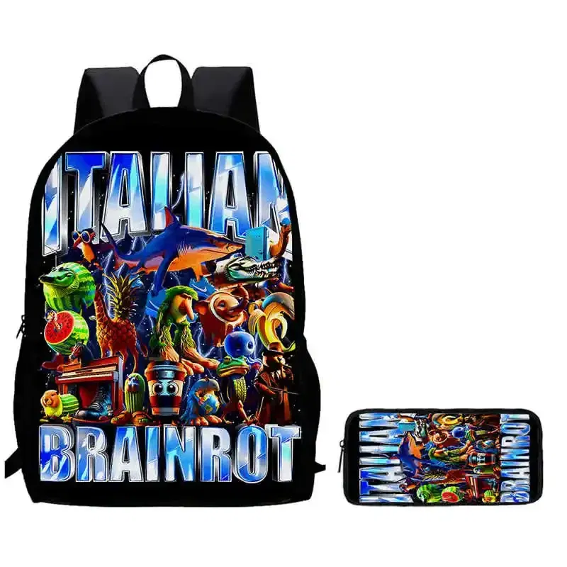 Color: Brown, Ships From: CHINA - 2Pcs Set School Backpack for Age 5-10,Light Weight Kids Backpack,Cartoon BrainRot Printed School Bags for Boys Girl,Best Gift