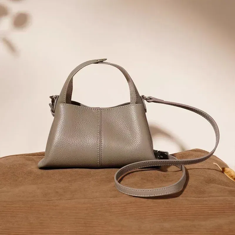 2025 Fall Winter New Top Grain Leather Square Mini Bag Single Shoulder Crossbody Bag Women Trendy Versatile Chic Handbag