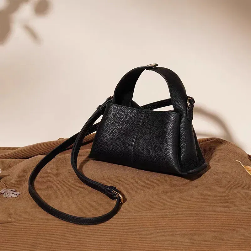 2025 Fall Winter New Top Grain Leather Square Mini Bag Single Shoulder Crossbody Bag Women Trendy Versatile Chic Handbag