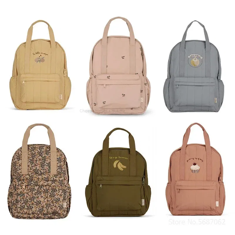 Color: light brown - KS Baby Backpack 2024 New Kids Schoolbag Kindergarten Bags Brand Traveling Mom Cherry Lemon Children's Boys Girls Storage