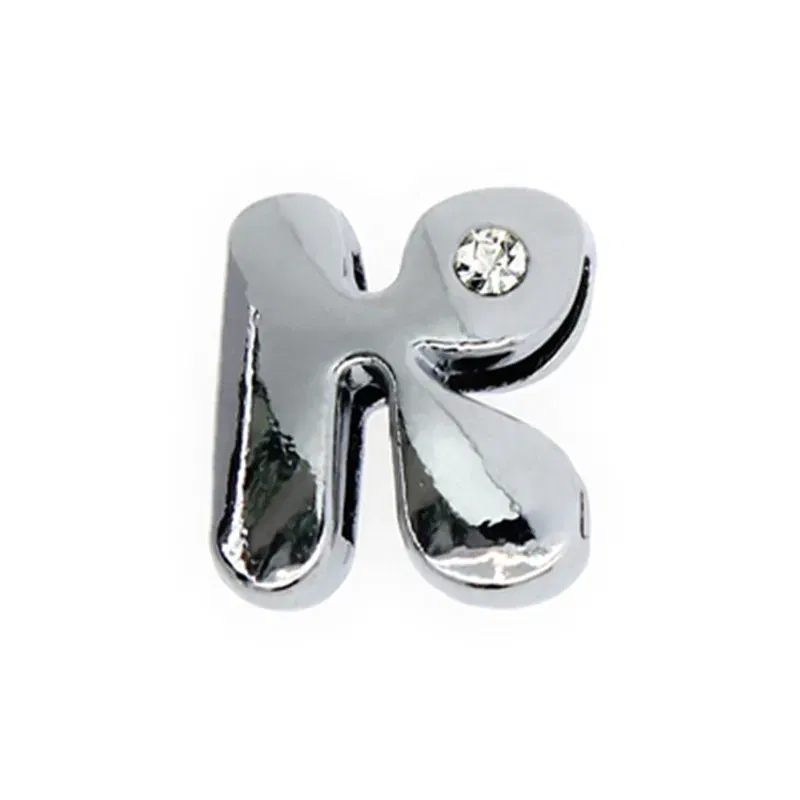 Color: Gold - 8mm Fat Slide Letters Charms Bracelet Women Jewelry Making 1pc Slide Alphabet A-Z DIY Wristband Belt Keychain Pet Collar