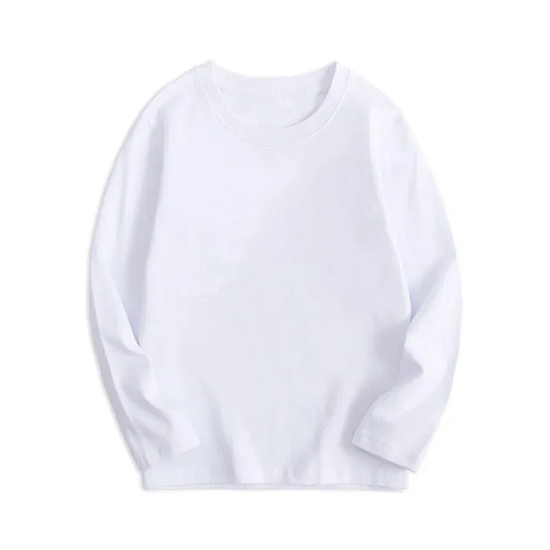 Color: Beige, Kid Size: 3T - 7 Colors Spring Long Sleeve Tees Children's T-shirt Cotton Solid Colour Base Coat Leisure Wear Boys Girls Tops Kids Clothes