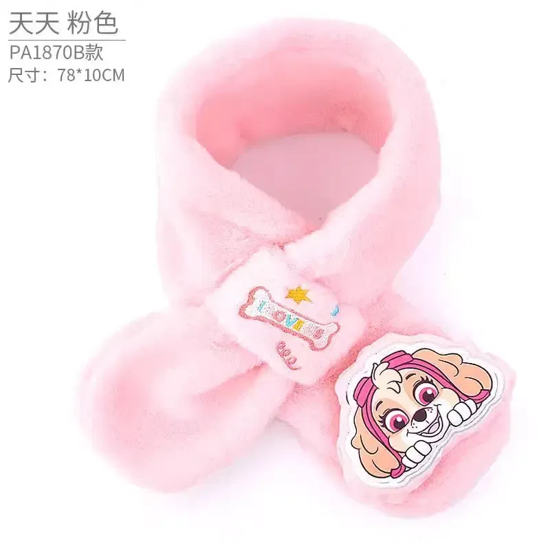 Color: Brown, Size: XXL - 100% Genuine Paw Patrol Thicken Cross Collar Scarf Kids Girls Glove Warm Winter Muffler Fur Plush Cute Shawl Scarfs High quality