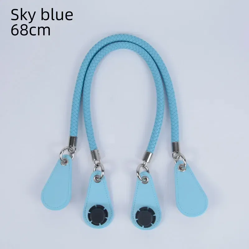 Color: green, Ships From: CHINA - New 1 pair Obag PU Woven braided leather Rope Handles straps round handlefor O Bag accessoires