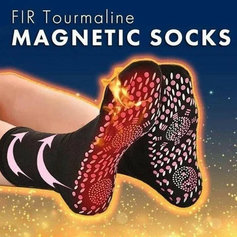 Color: Yellow - 1/5pairs Tourmaline Self-Heating Socks Winter Warm Thermal Health Care Socks Slimming Health Short Sock Magnetic Therapy Sock