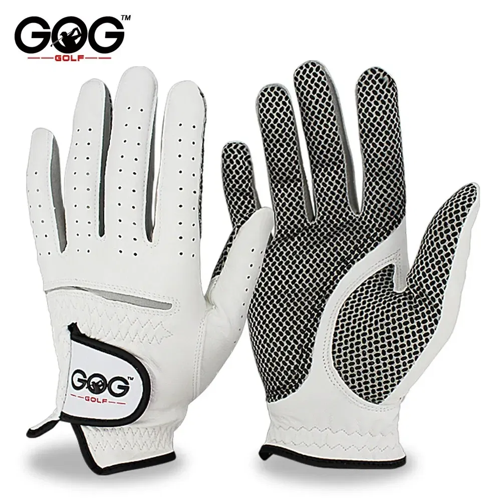 Size: L, Color: WHITE - Pack 1 Pc Golf Gloves Men's Left/Right Hand Soft Breathable Pure Sheepskin With Anti-slip Granules Golf Gloves Golf Men
