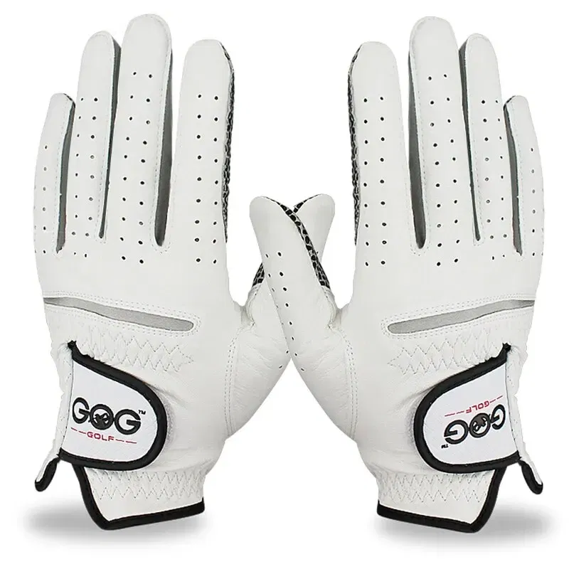 Size: L, Color: WHITE - Pack 1 Pc Golf Gloves Men's Left/Right Hand Soft Breathable Pure Sheepskin With Anti-slip Granules Golf Gloves Golf Men