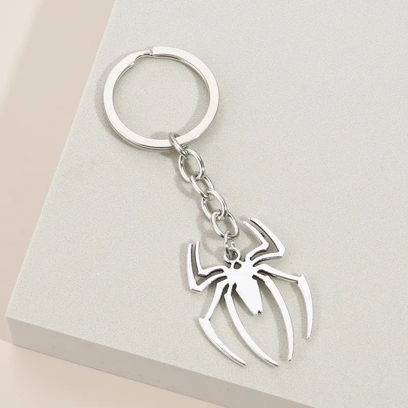Color: black - Spider Keychain Araneid Animal Key Ring Metal Key Chains Halloween Gifts For Women Men Handbag Accessorie DIY Handmade Jewelry