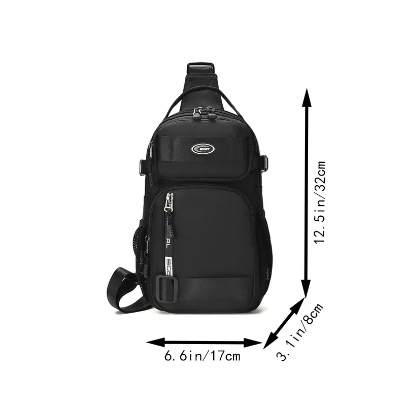 Color: black - Riding backpack for men, men's chest bag, casual men's single shoulder bag, lightweight and large-capacity crossbody bag