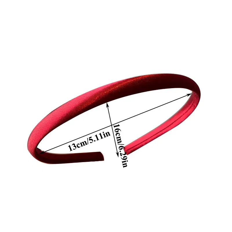 Color: Pink - Red Blue Green Satin Headband for Women girls Kids Hair band Solid Color Thin Elastic Hair Hoop Accessories Headpiece