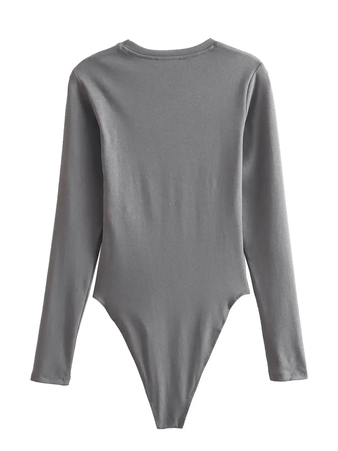 Color: Dark Grey, Size: S - XNWMNZ Women's Fashion 2023 Long sleeved Modal Bodysuit Women High Street Versatile Round Neck Slim Female Chic Bodysuit