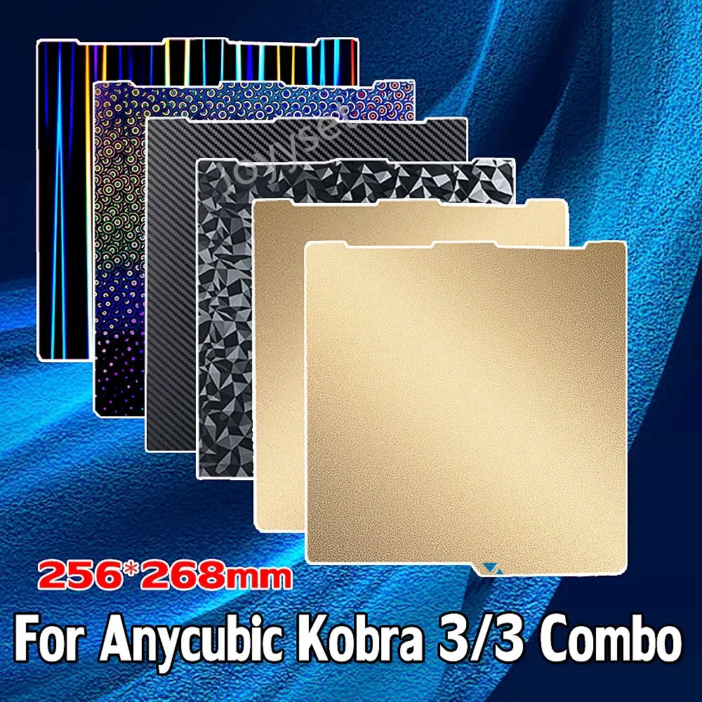 Color: Blue, Size: 2.2mm - Kobra 3 PEI Sheet for Anycubic Kobra 3 Combo Build Plate 256x268mm Double Side Printing Spring Steel Sheet 3D Printer Parts Bed