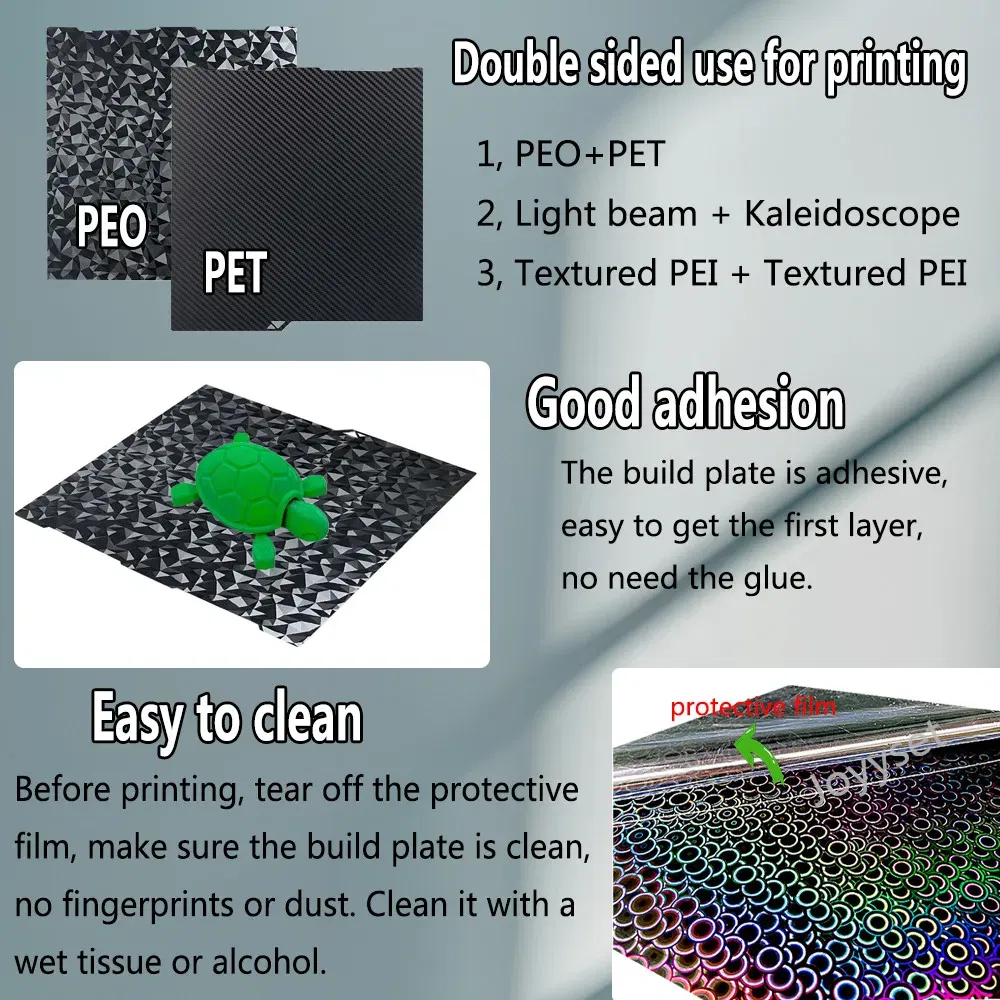 Color: Blue, Size: 2.2mm - Kobra 3 PEI Sheet for Anycubic Kobra 3 Combo Build Plate 256x268mm Double Side Printing Spring Steel Sheet 3D Printer Parts Bed