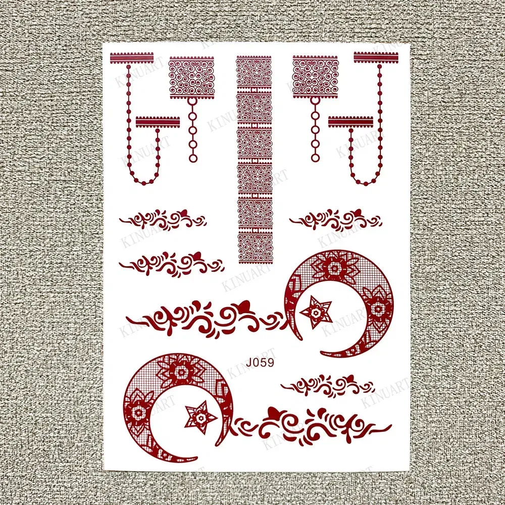 Color: Red, Ships From: CHINA - Waterproof Temporary Tattoos for Women Henna Tattoo Stickers Mehndi Design Fake Tattoo for Hand Leg Sleeve Body Art Hena Tatoo