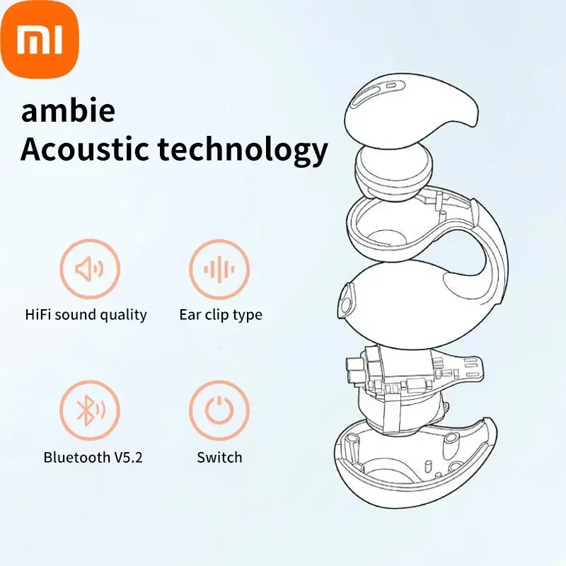 Color: Beige - Xiaomi Original T75 Bone Conduction Bluetooth 5.3 Headphones Sports Wireless Earphones HiFi Sound Quality Waterproof TWS Headset
