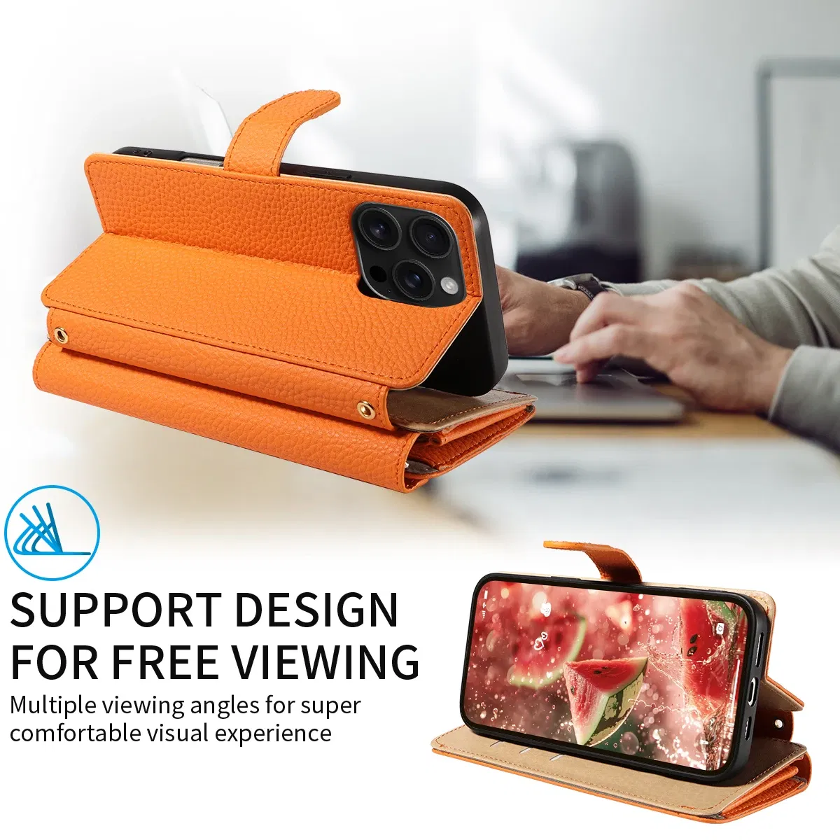 Color: Khaki, Bundle: Case & Strap, Material: Artificial Leather, Compatibility by Model: Galaxy S23 - Crossbody Leather Phone Case for Samsung Galaxy S25Edge S25Ultra S24FE S24Ultra S23Ultra Multi-Card Slot Anti-Drop Wallet Case