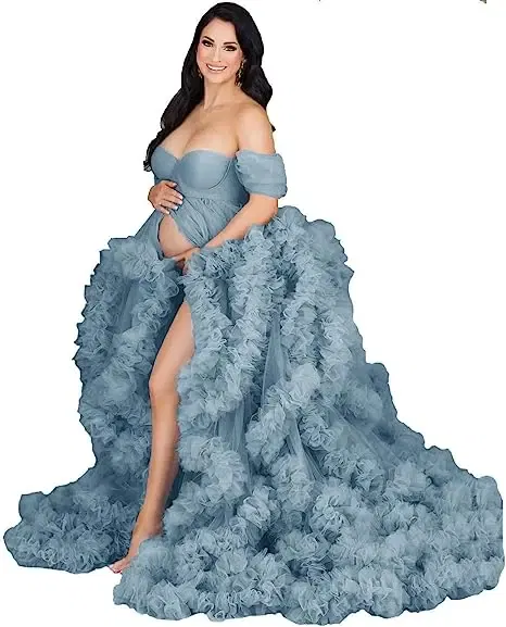 Color: MULTI, Maternity Size: M, Ships From: CHINA - Tulle Long Maternity Dress Photoshoot  п?»?°?‚ь?µ  photography dresses baby shower dresses for pregnant woman  п?»?°?‚ь?µ д?»я ?±?µр