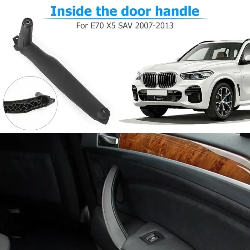 Color: Champagne - Right rudder driving Inner Door Handle For BMW E70 E71 E72 X5 X6 Panel Pull Trim Cover 5141-6969 401 5141 6969 402 Black Beige
